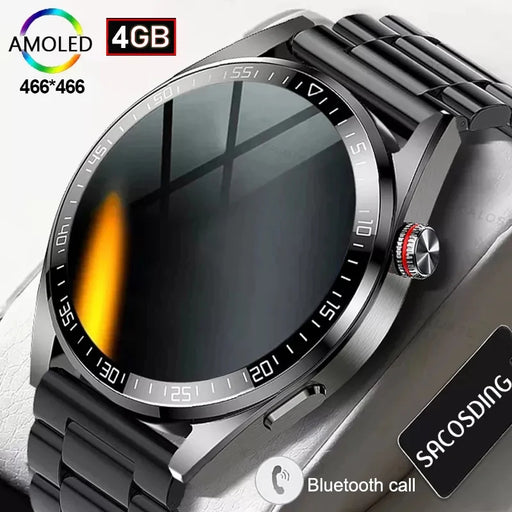 Stylish 4G RAM Smartwatch with Always-On Display for Men - Bluetooth Calling, Health Monitoring, Music Playback - Compatible with Android & iOS