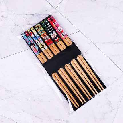 Eco-Friendly Bamboo Chopsticks Set - 5 Pairs for Sushi and Asian Delicacies