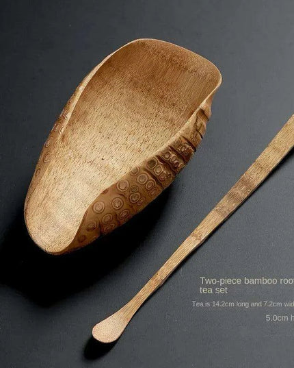 Handcrafted Bamboo Root Tea Spoon and Stick Set for Tea Enthusiasts