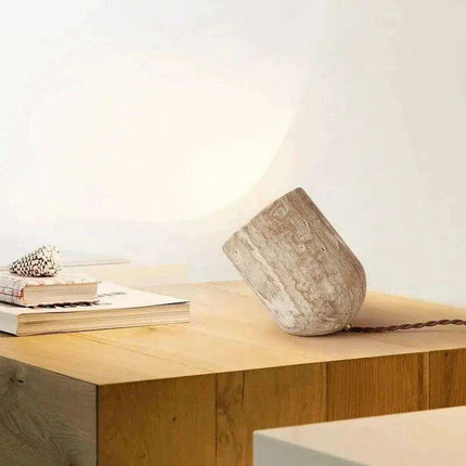 Elegant Yellow Travertine Stone LED Table Lamp for Contemporary Home Aesthetics