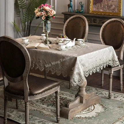 European Luxury Embroidered Tablecloth Dining Cover Polyester