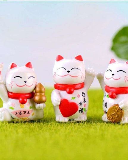 Charming Mini Maneki Neko Waving Cat Figurine - Good Luck Home Accent and Gift