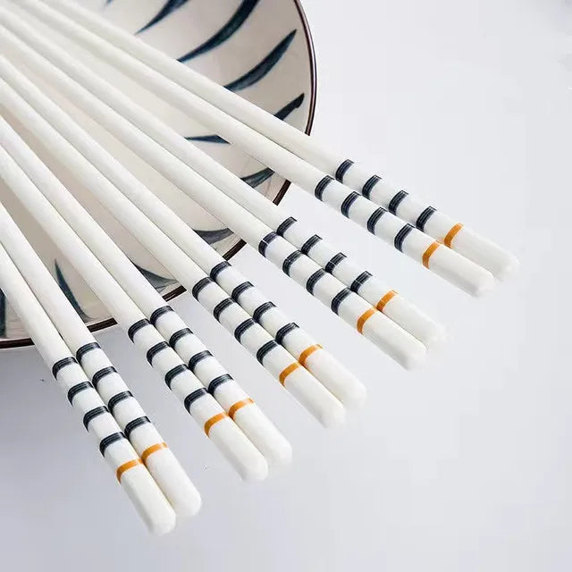 5-Pair Set Japanese Style Ceramic Chopsticks - Bone Porcelain