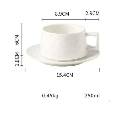 Elegant Rock Sand Ceramic Coffee Set with Saucer