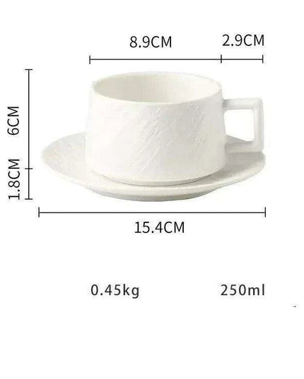 Elegant Rock Sand Ceramic Coffee Set with Saucer