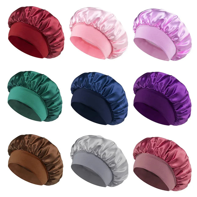Aexfer Women's Satin Bonnet - Wide-Brimmed, Soft Elastic Band