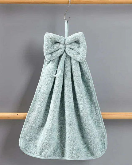 Elegant Bowknot Coral Velvet Hand Towels - Chic and Functional Home Essentials