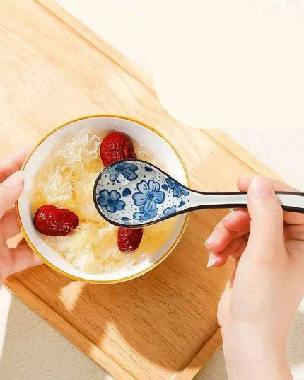 Elegant Vintage Japanese Bone China Spoon with Long Handle for Exquisite Dining