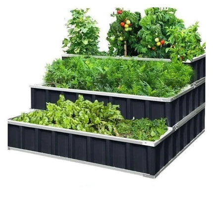 Stylish 3-Tier Galvanized Steel Raised Garden Bed Kit for Modern Planting