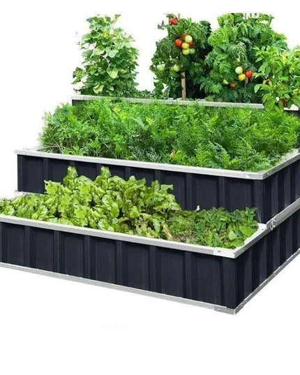 Stylish 3-Tier Galvanized Steel Raised Garden Bed Kit for Modern Planting