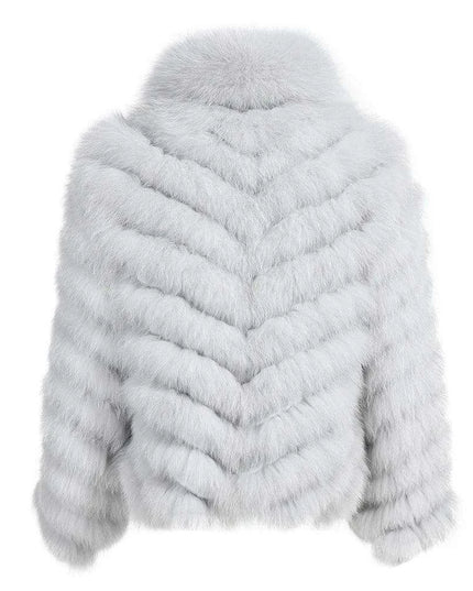 Elegant Reversible Women's Fox Fur Winter Jacket with Silk Lining