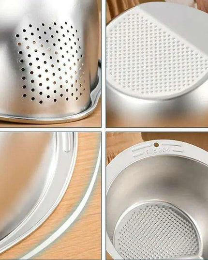 Extra-Large Stainless Steel Colander with Innovative Slanted Design for Effortless Washing
