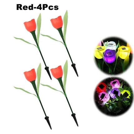 Solar LED Tulip Garden Lights — Waterproof Outdoor Pathway Decor