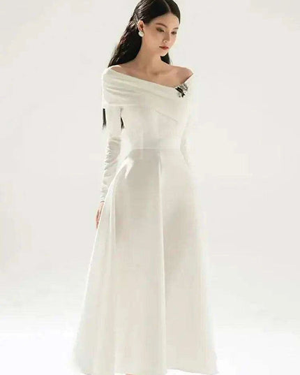 Stylish Sleeveless High Waist Evening Dress with Boat Neck for Women