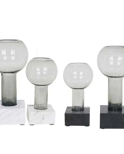 Sleek Modern Glass Vase Collection with Elegant Marble Base for Home Aesthetics and Plant Display