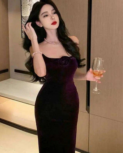 Chic Y2K Inspired Spaghetti Strap Midi Dress for Women - Ideal for Summer Evenings