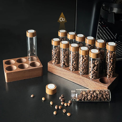 Barista's Favorite Glass Coffee Bean Storage Rack - Elegant Display Stand