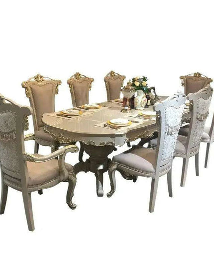 Elegant Neoclassical Solid Wood Dining Set for 8 with Charming European Flair