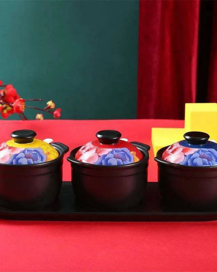 Sophisticated Ceramic Spice Organizer Set - Stew Cup, Oil Dispenser, and Sauce Holder