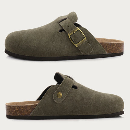 Comwarm Fashion Women's Suede Mules Slippers Men Clogs Cork Insole Sandals With Arch Support Outdoor Beach Slides Home Shoes comwarm-fashion-womens-suede-mules-slippers-men-clogs-cork-insole-sandals-with-arch-support-outdoor-beach-slides-home-shoes