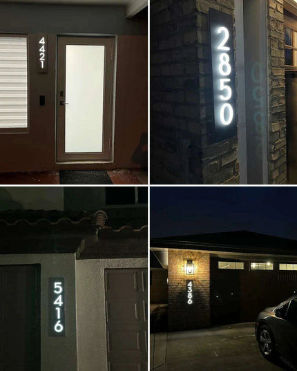 Customizable LED House Number Sign with Illuminated Address Display