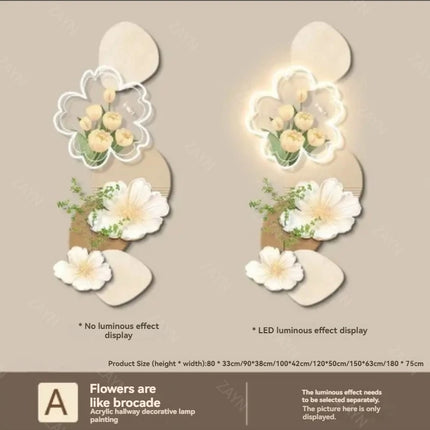 Cream Flower LED Mural Light | Fresco Decorative Wall Panel
