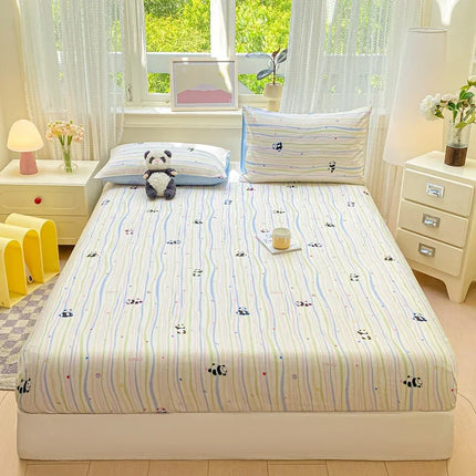 Housewear Cotton Fitted Sheet - Soft, Comfortable, Elastic Band, Print