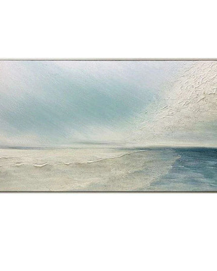 Serene Coastal Retreat Hand-Painted Canvas Art: Tranquil Beachscape for Your Home