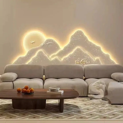 Cream Style Mountain Painting Wall Lamp | High-End Decorative Sconce