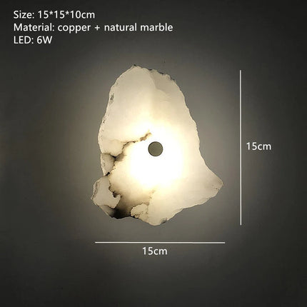 Natural Marble LED Wall Lamp — Copper Luxury Sconce, 1–9 Marble Shades