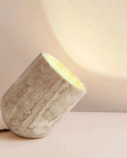 Elegant Yellow Travertine Stone LED Table Lamp for Contemporary Home Aesthetics