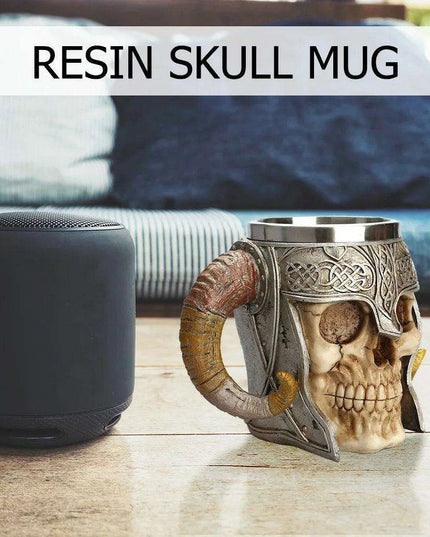 Elegant Skull Resin Beer Mug - Stylish Stainless Steel Chalice for Hot Drinks