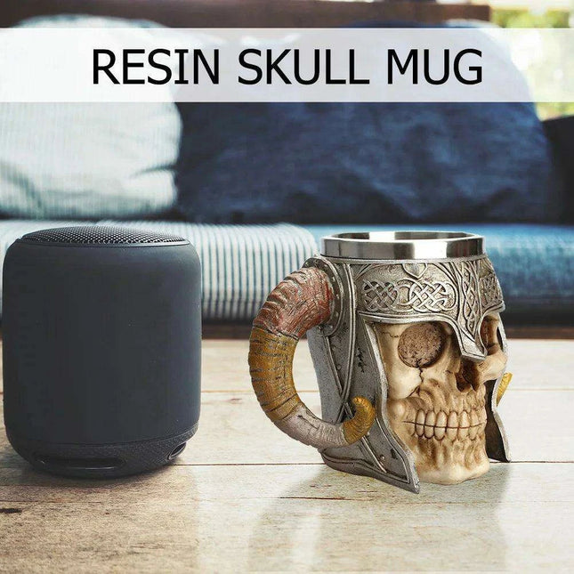 Elegant Skull Resin Beer Mug - Stylish Stainless Steel Chalice for Hot Drinks