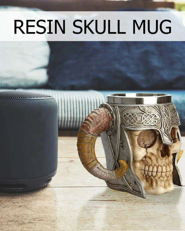 Elegant Skull Resin Beer Mug - Stylish Stainless Steel Chalice for Hot Drinks