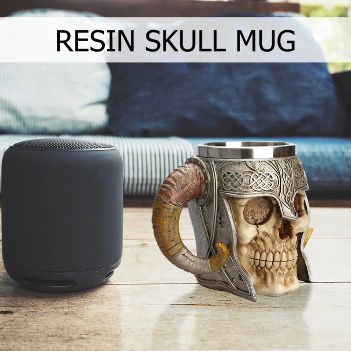 Skull Resin Beer Mug - Elegant 3D Stainless Steel Cup for Coffee and Tea