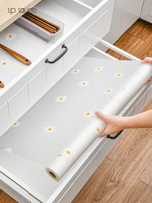 Japan Daisy Drawer Liner: Moisture-Proof, Anti-Skid, Water-Resistant Shelf Protector for Cabinets and Wardrobes