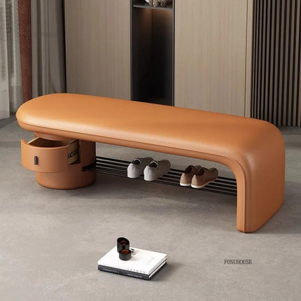 Treasure Home Modern Shoe Changing Stool with Drawers & Minimalist Des