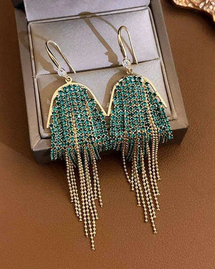 Sparkling Rhinestone and Tassel Earrings - Elegant Fashion Accent