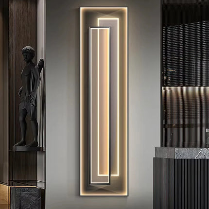 Vertical LED Hanging Art Light with Decorative Frame
