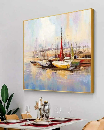 Coastal Calm: Handcrafted Seascape Oil Painting for Tranquil Home Decor