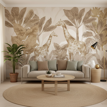 Hand-Painted Tropical Rainforest Animal Mural Wallpaper | 7 Finishes