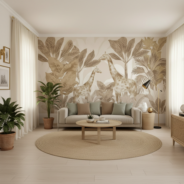 Hand-Painted Tropical Rainforest Animal Mural Wallpaper | 7 Finishes