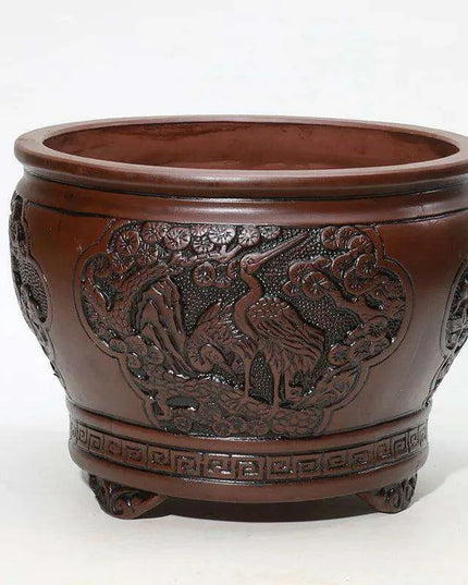 Elegant Purple Sand Bonsai Pot Set for Clivia Plants