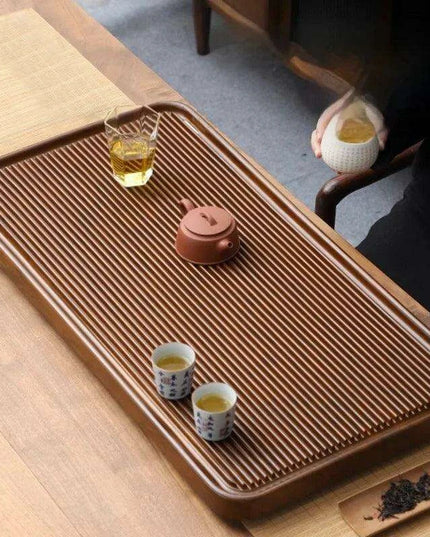 Elegant Bamboo Tea Tray with Drainage for Traditional Kung Fu Ceremony
