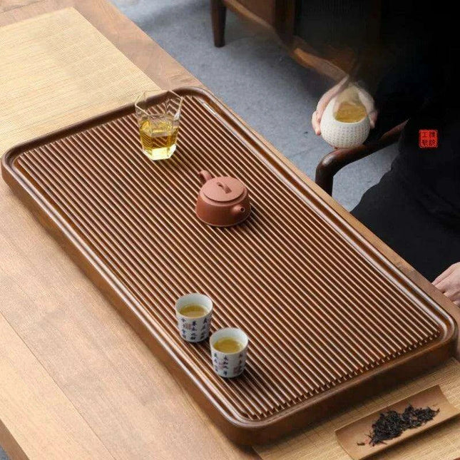 Elegant Bamboo Tea Tray with Drainage for Traditional Kung Fu Ceremony