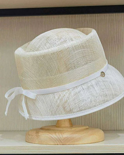 Vintage-Inspired Hemp Yarn Bow Fisherman Hat for Stylish Sun Defense
