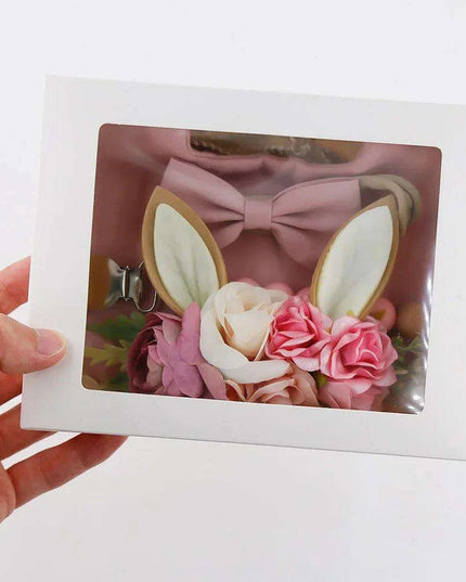 Charming Holiday Floral Baby Bib Set with Pacifier Clip - Perfect Christmas Gift