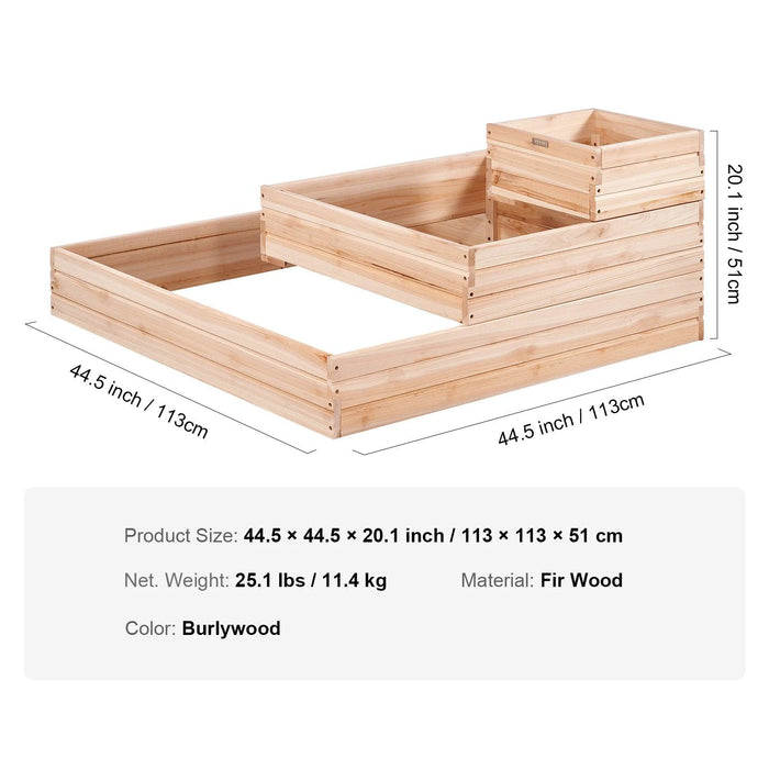 Elevated Fir Wood Garden Bed with Drainage System