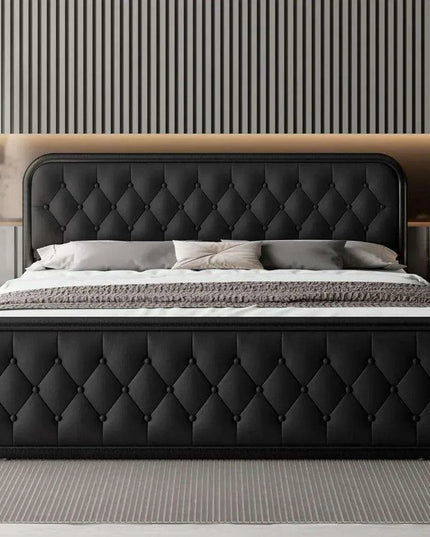 Stylish Faux Leather Bed Frame with Sturdy Support and Smart Under-Bed Storage Solutions