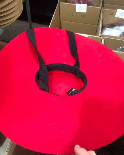 Extra Large Red Wool Fedora Hat with 15cm Brim - Stylish Flat Top